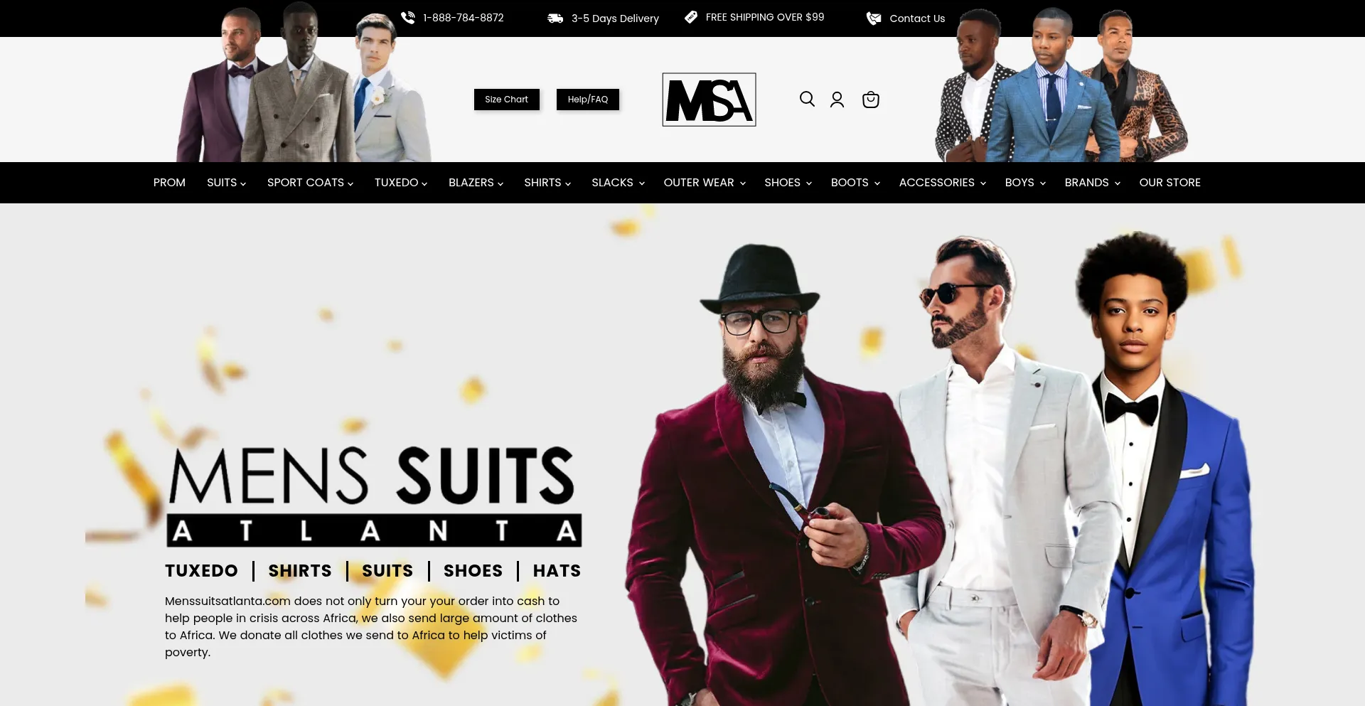 Website screenshot of Menssuitsatlanta.com