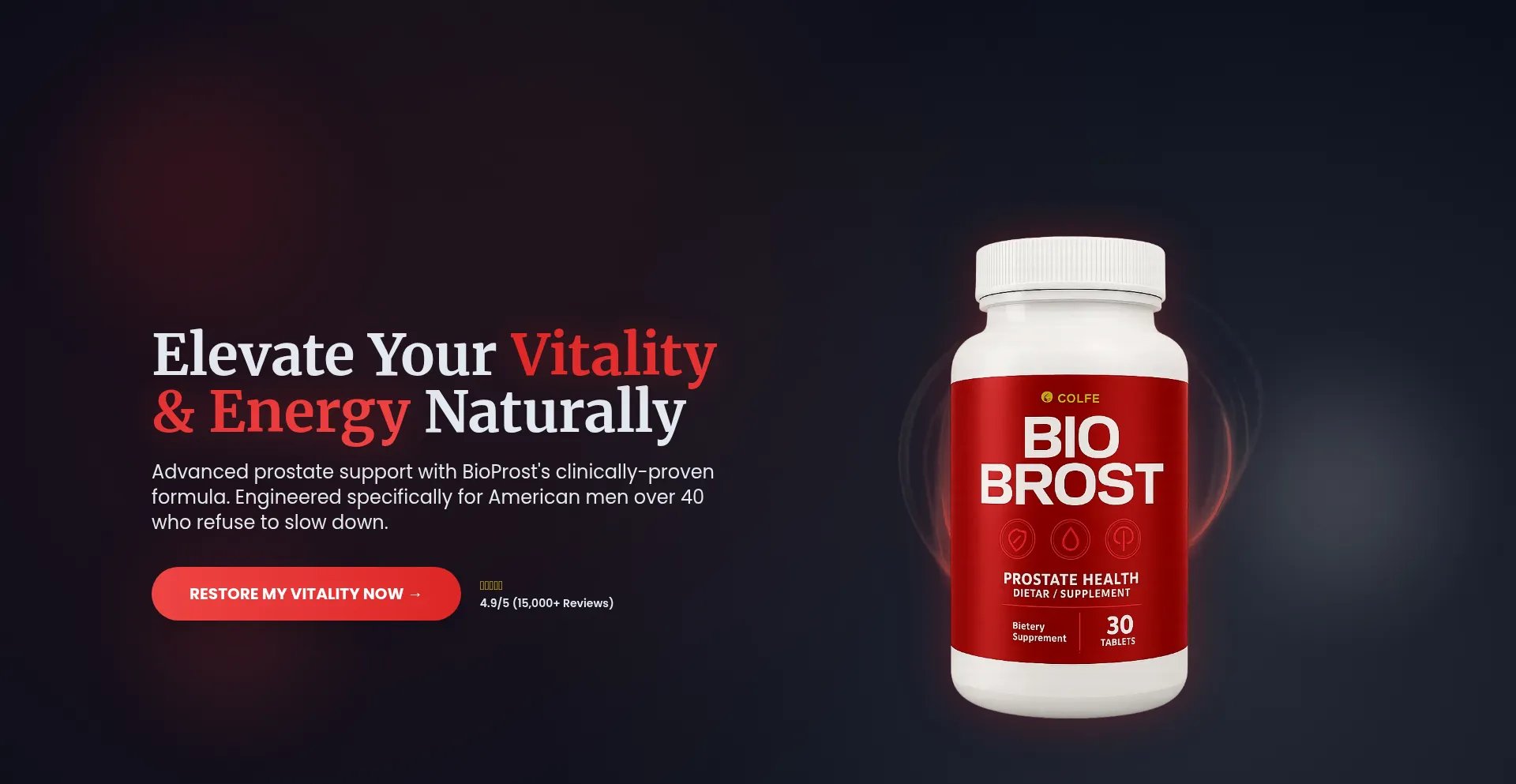 Website screenshot of Mensvitalityup.org