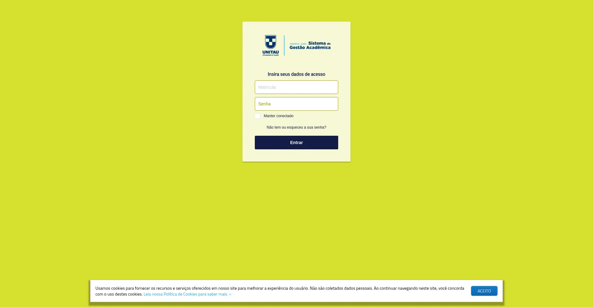 Website screenshot of Mentorweb.unitau.br