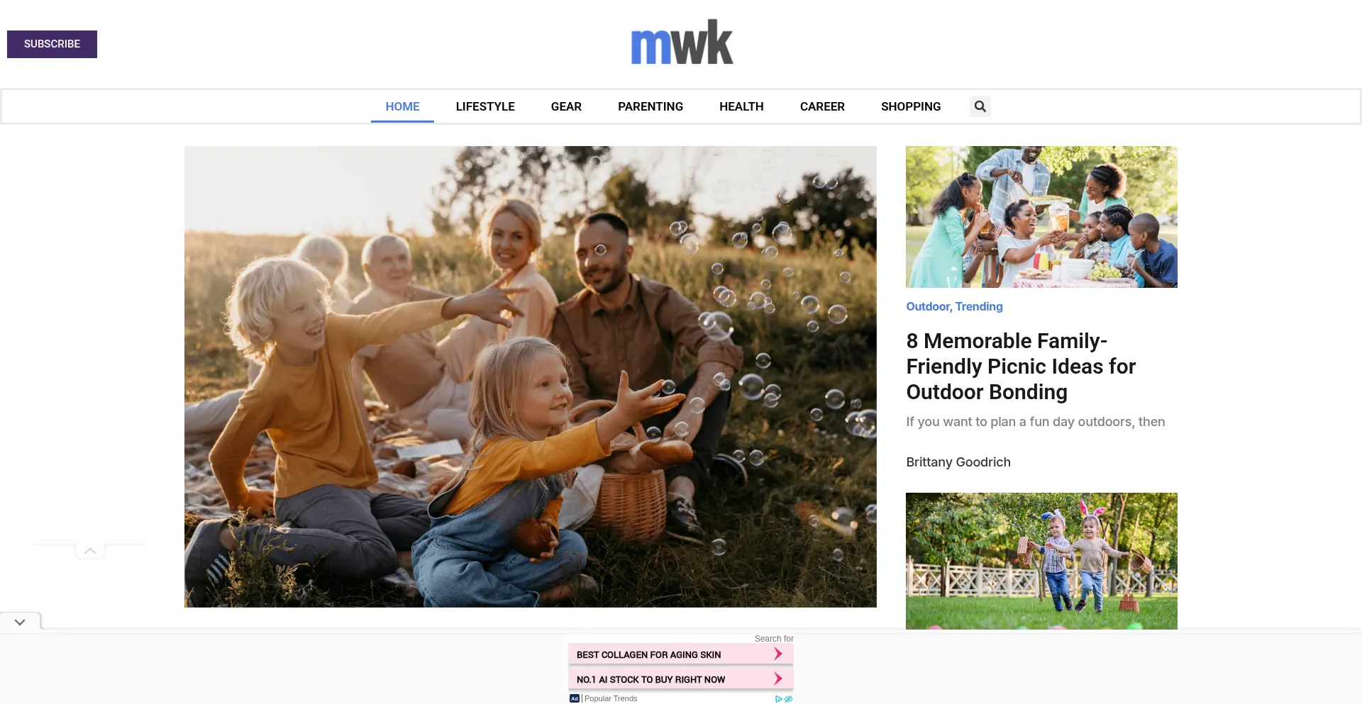 Website screenshot of Menwithkids.com
