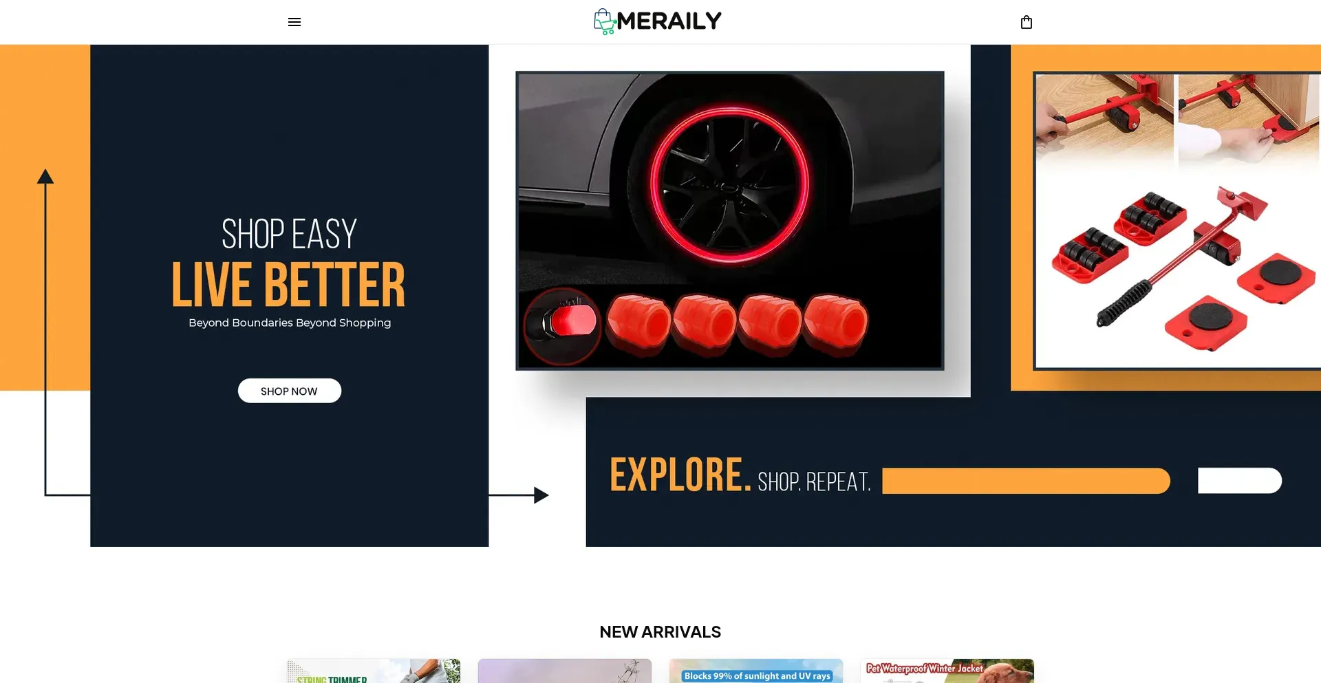 Website screenshot of Meraily.com