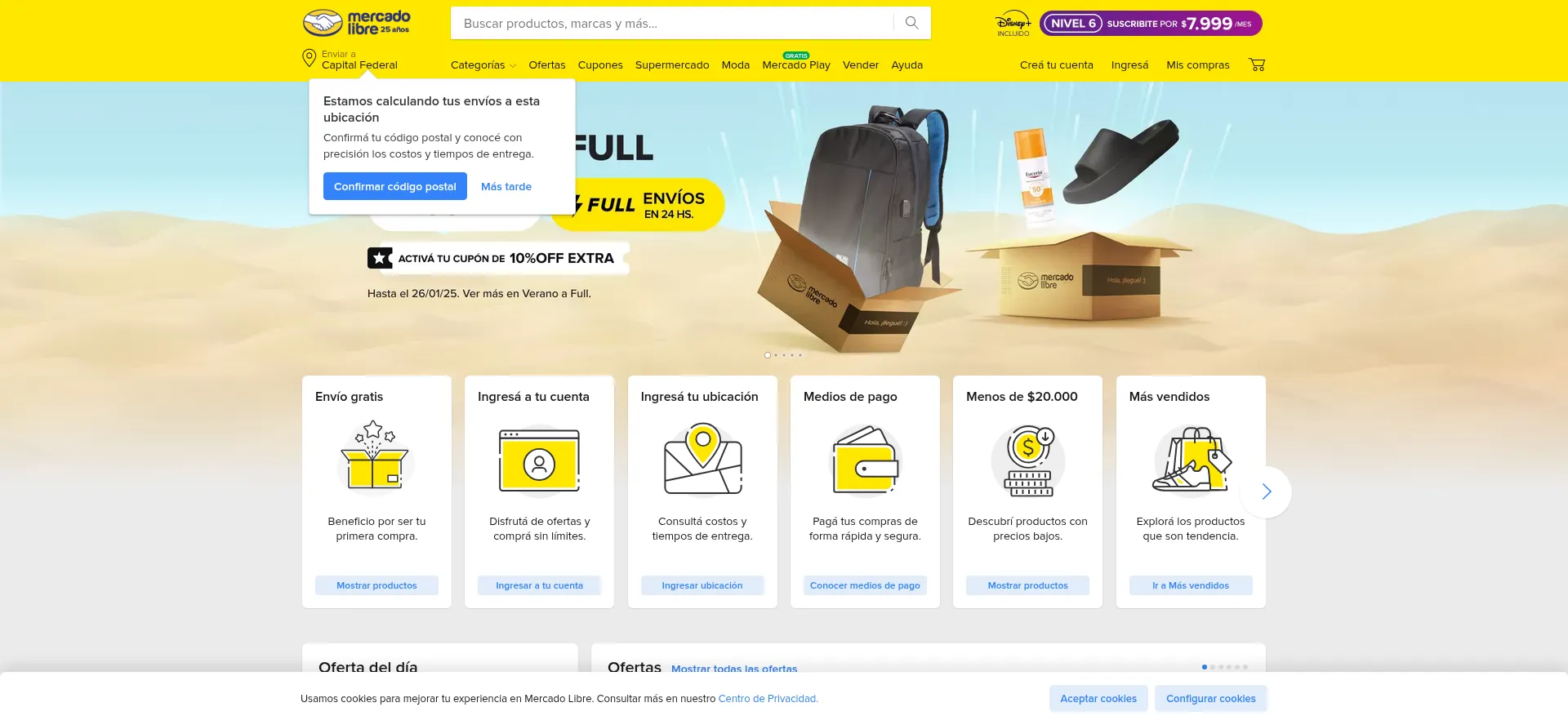 Website screenshot of Mercadolibre.com.ar