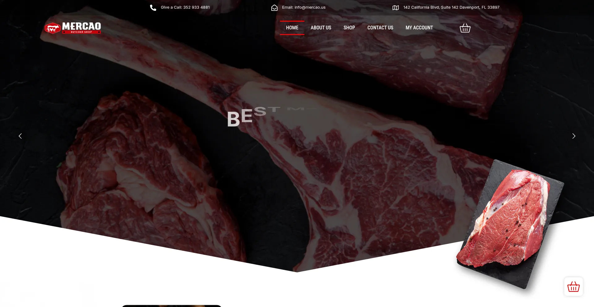 Website screenshot of Mercaobutcher.com