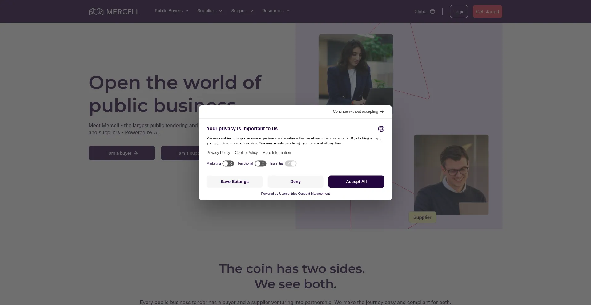Website screenshot of Mercell.com