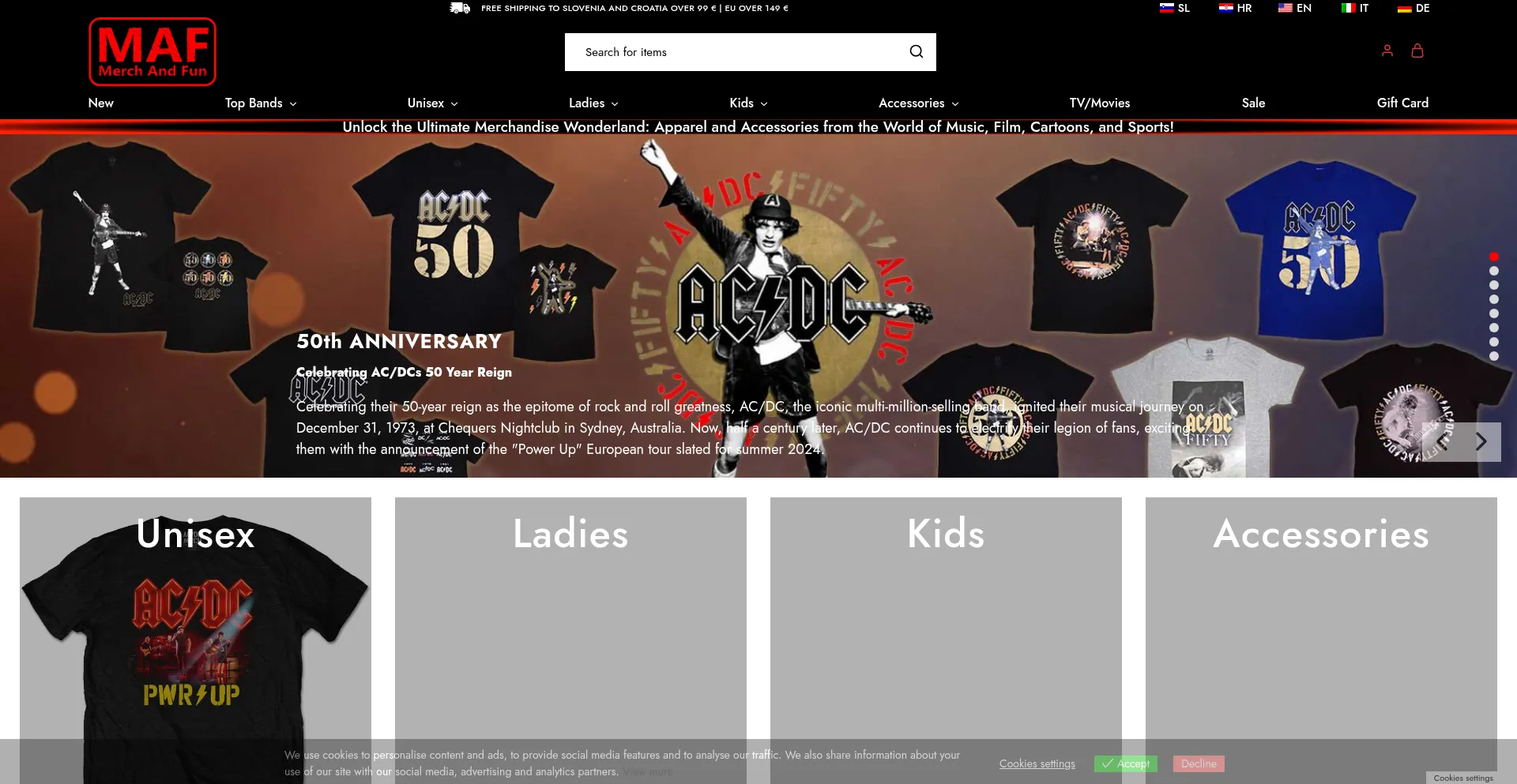 Website screenshot of Merchandfun.com