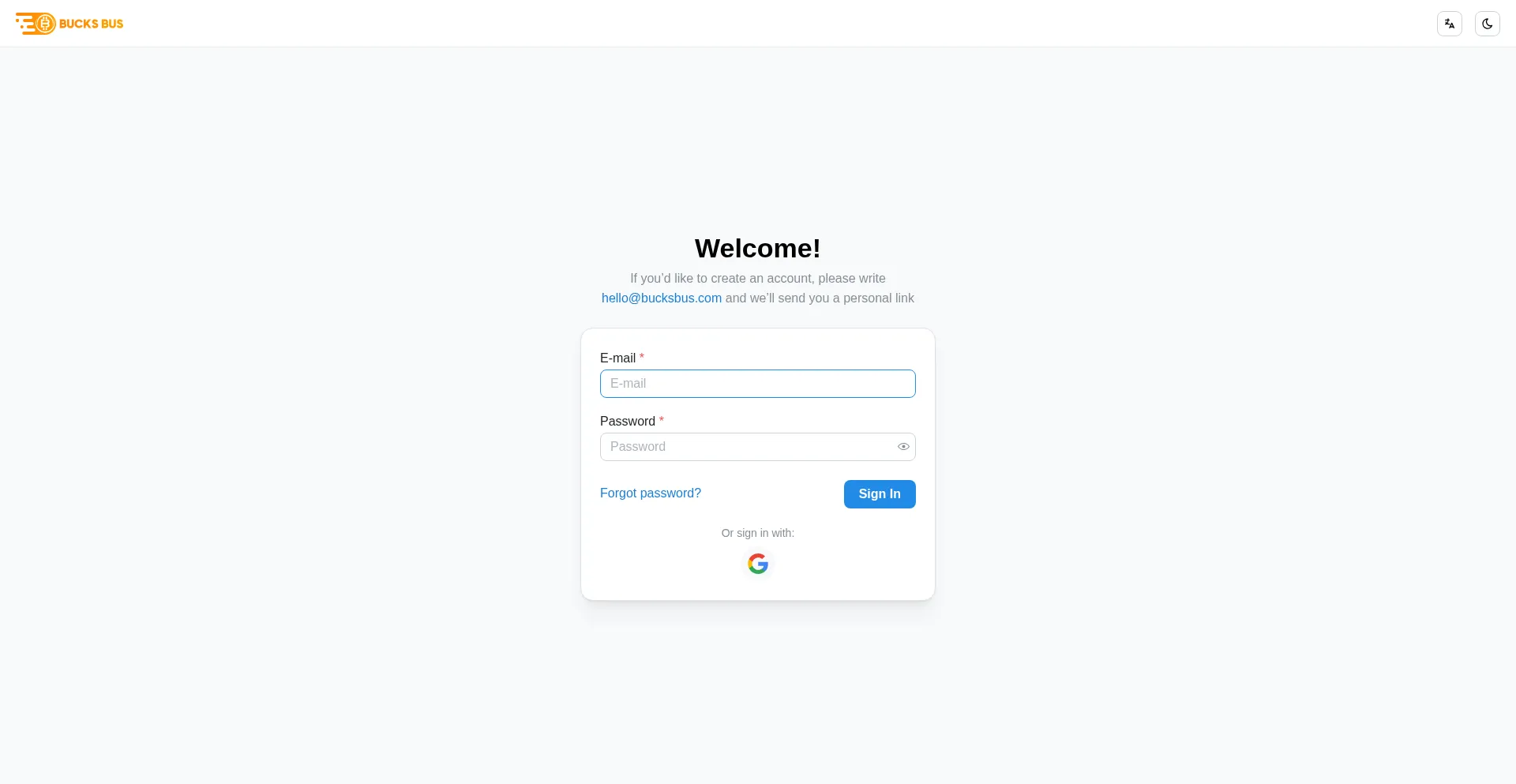 Website screenshot of Merchant.bucksbus.com