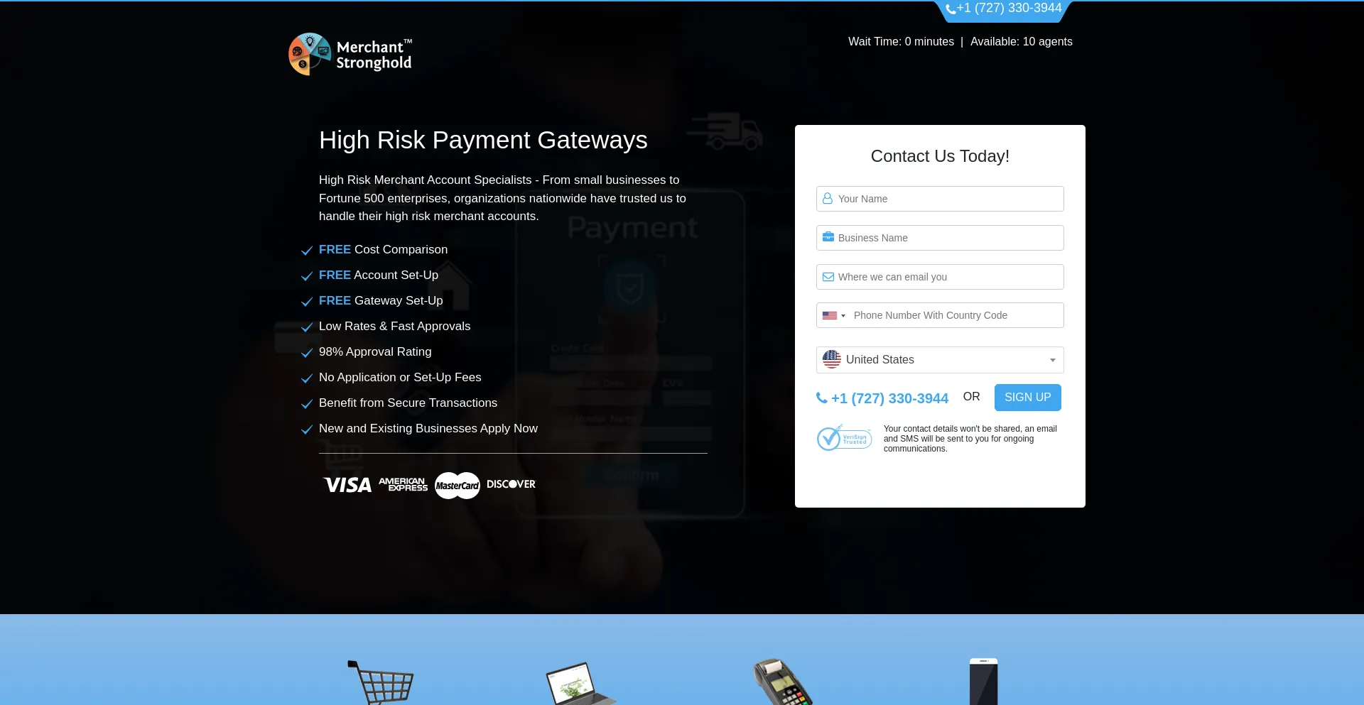 Website screenshot of Merchantstronghold.com