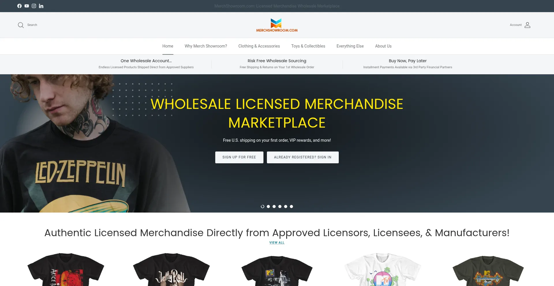Website screenshot of Merchshowroom.com