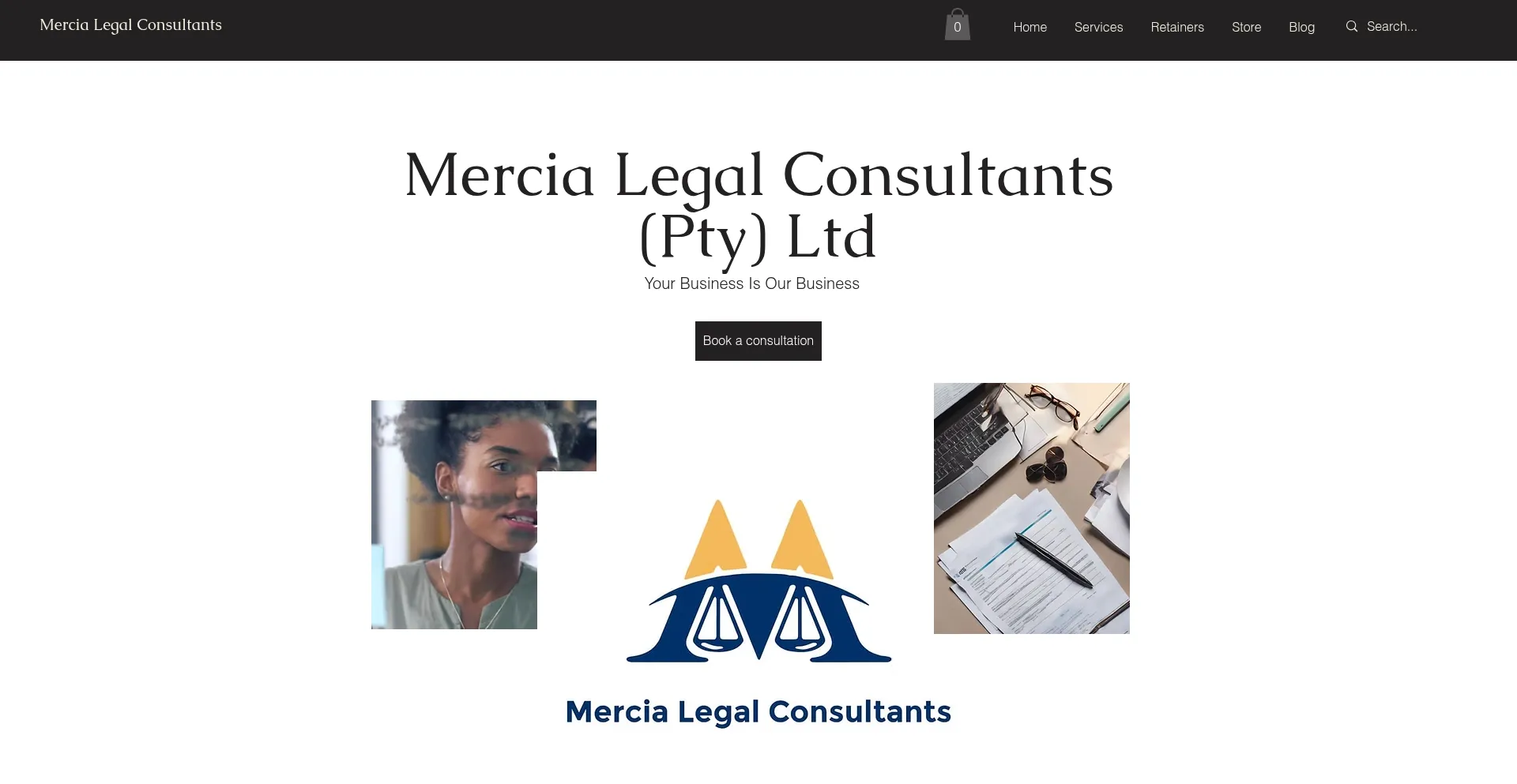 Website screenshot of Mercialegalconsultants.co.za