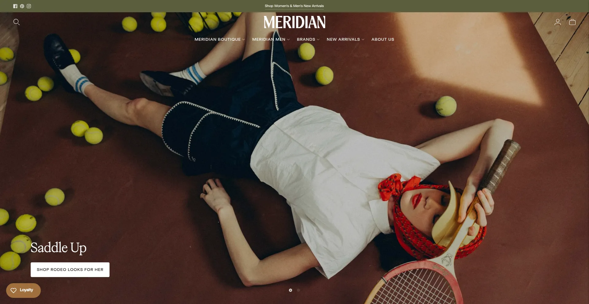 Website screenshot of Meridianboutique.com
