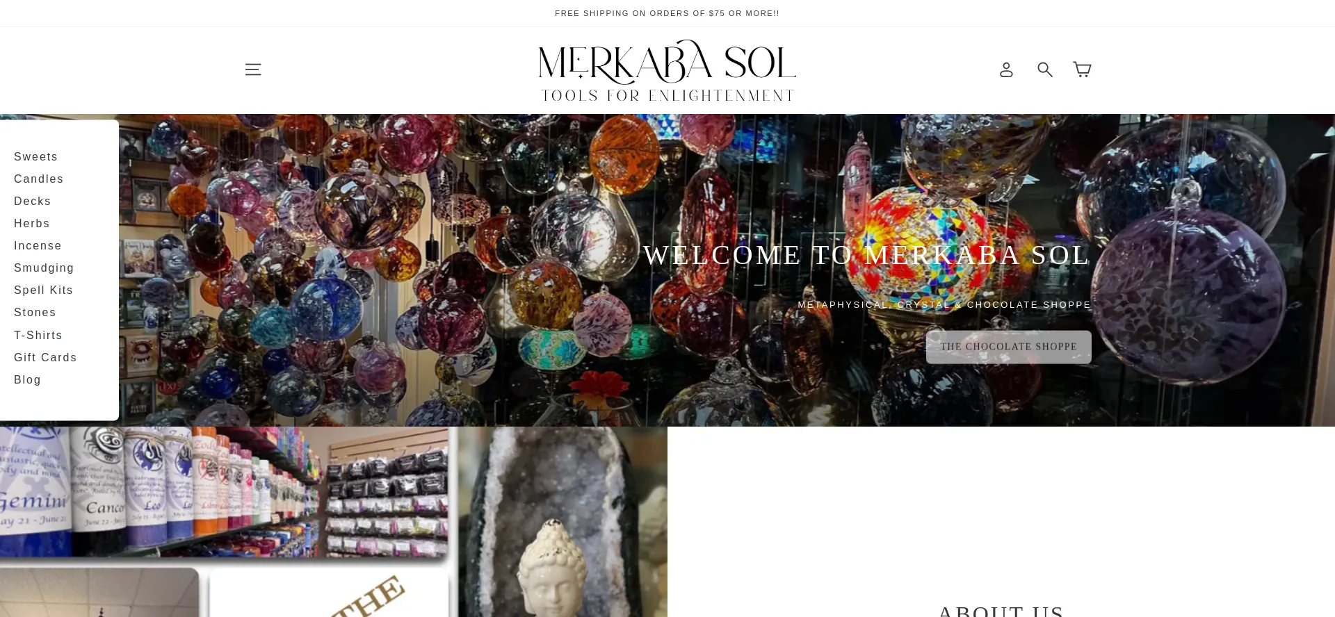 Website screenshot of Merkabasolshop.com