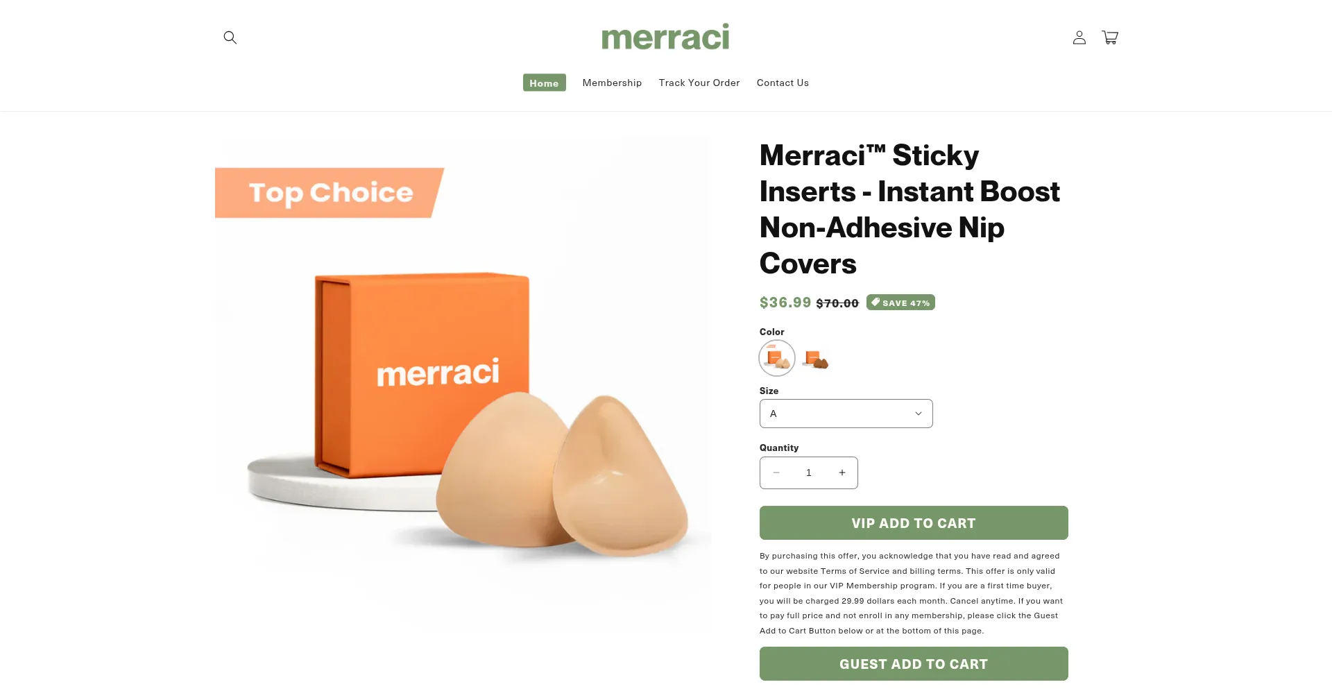 Website screenshot of Merraci.com