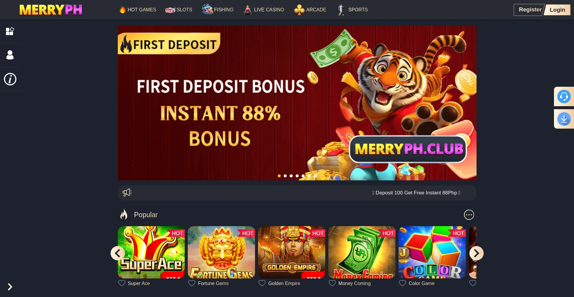 Website screenshot of Merryph153.com