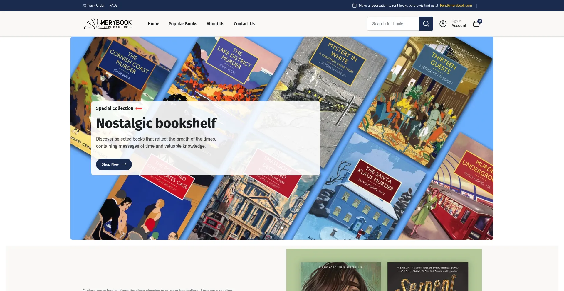 Website screenshot of Merybook.com