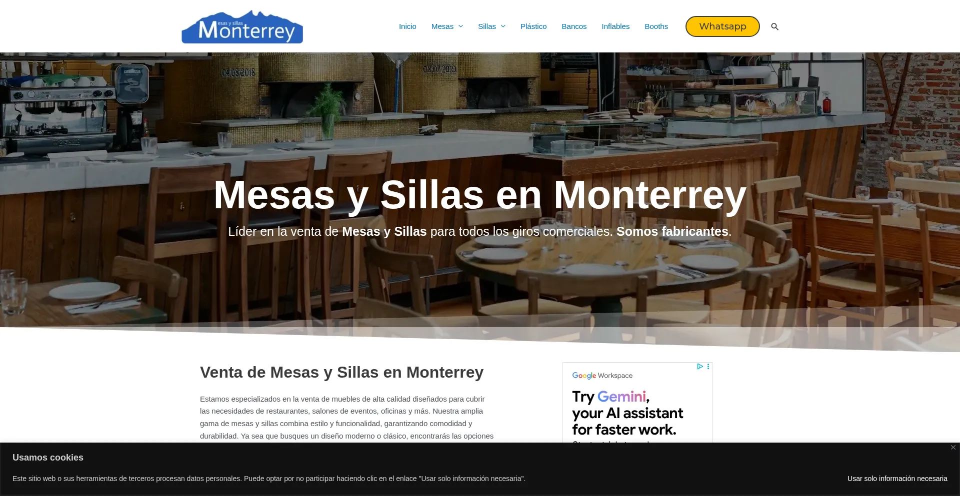 Website screenshot of Mesasysillasmonterrey.com