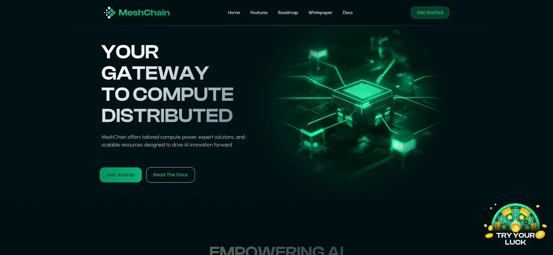 Website screenshot of Meshchain.ai