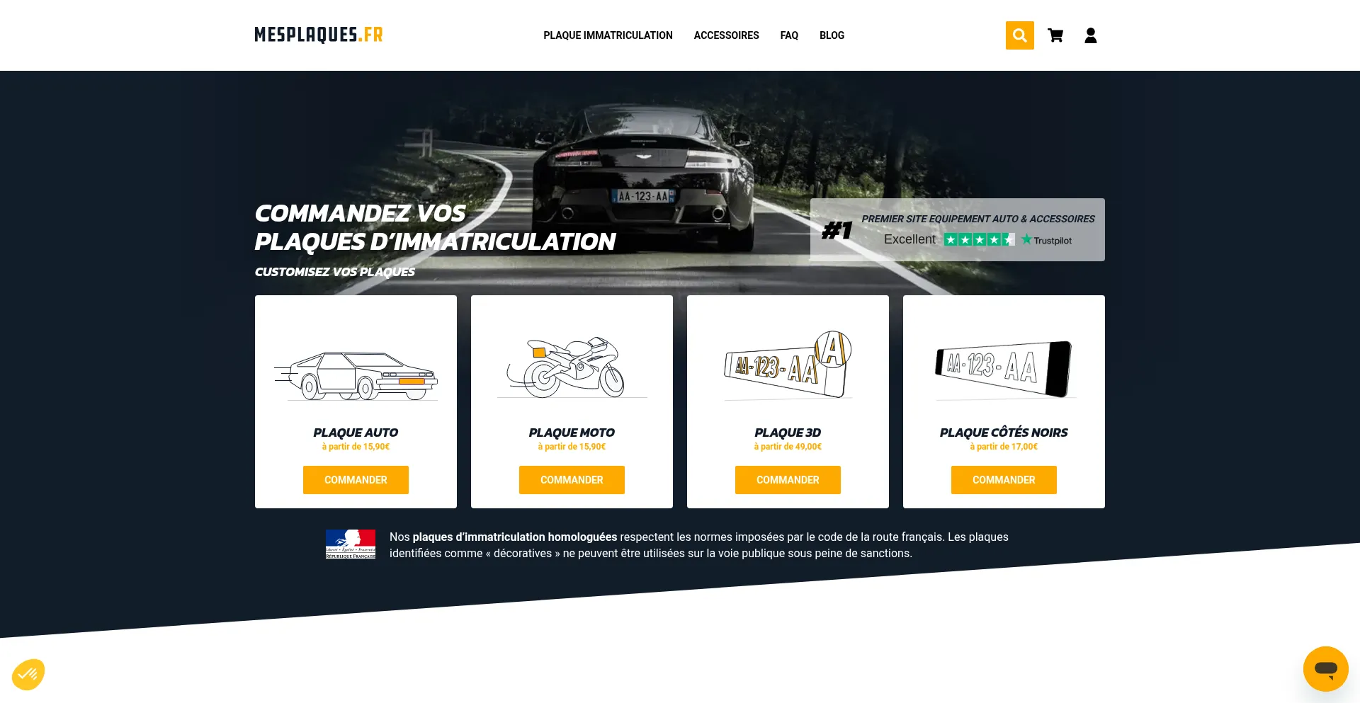 Website screenshot of Mesplaques.fr