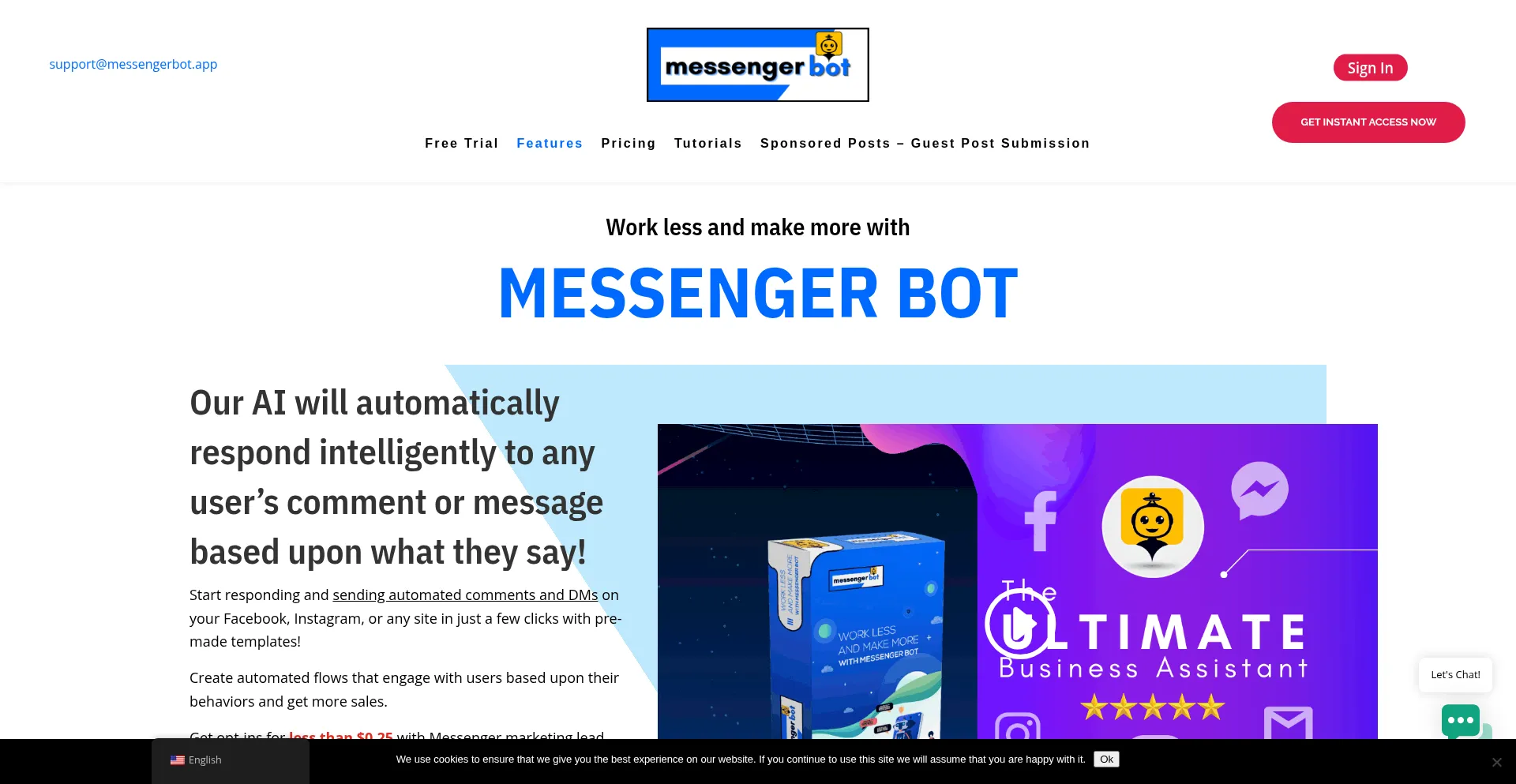 Website screenshot of Messengerbot.app