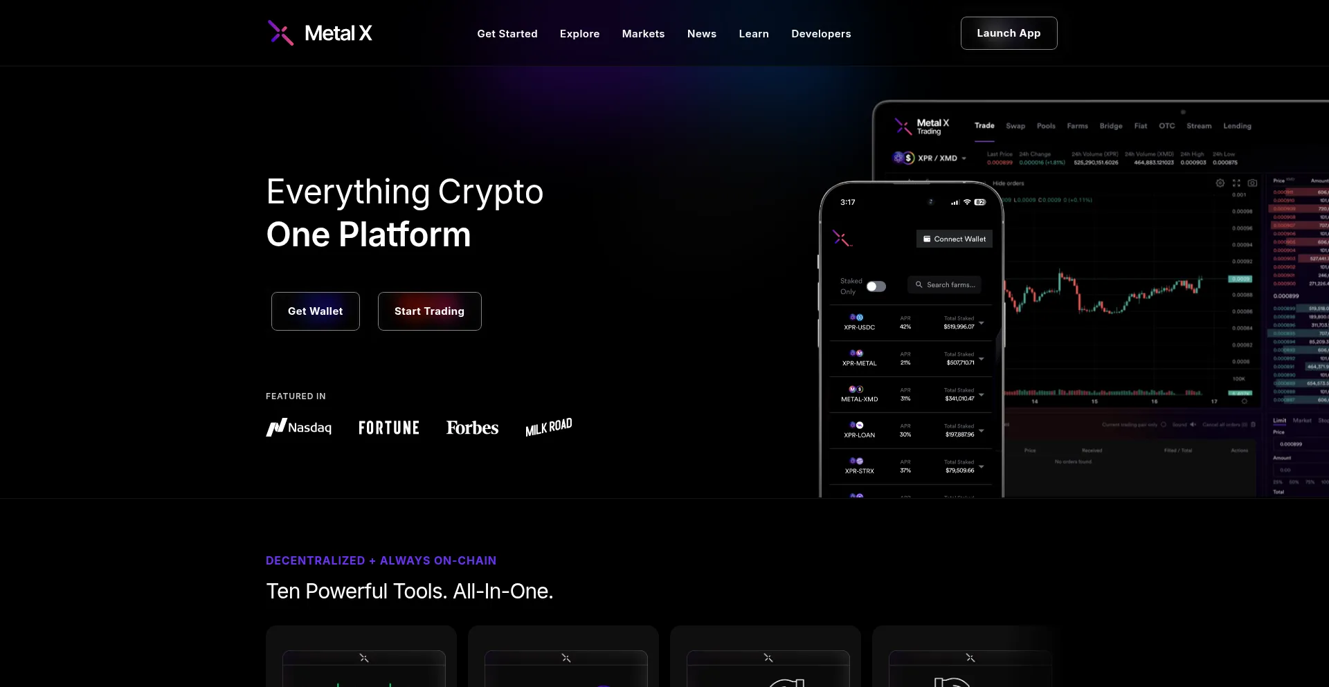 Website screenshot of Metalx.com