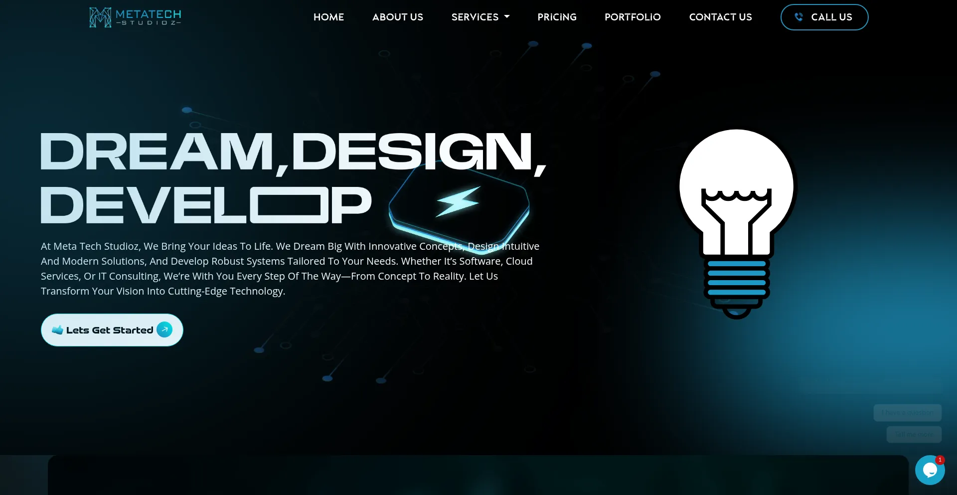 Website screenshot of Metatechstudioz.com