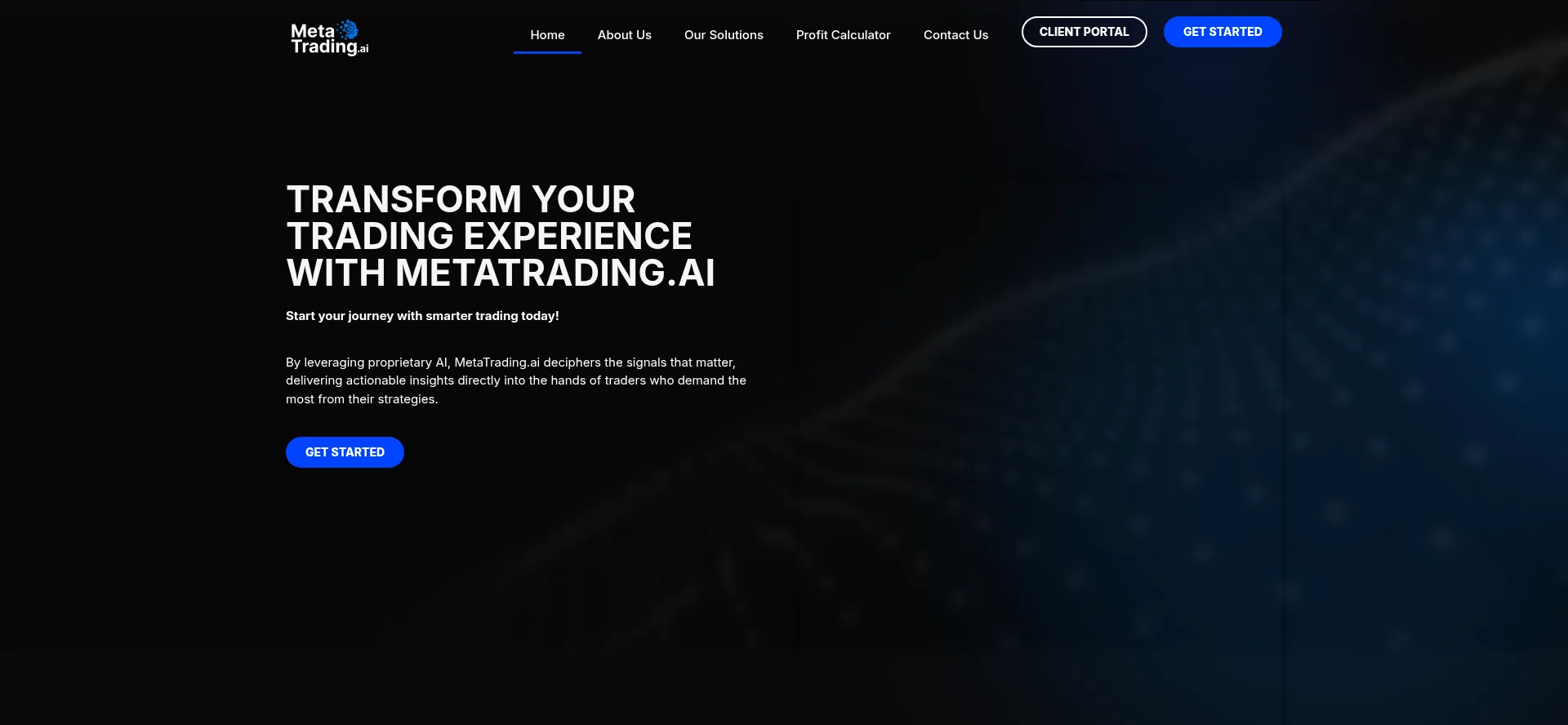 Website screenshot of Metatrading.ai