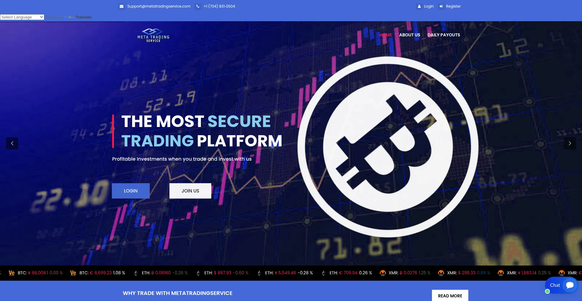 Website screenshot of Metatradingservice.com