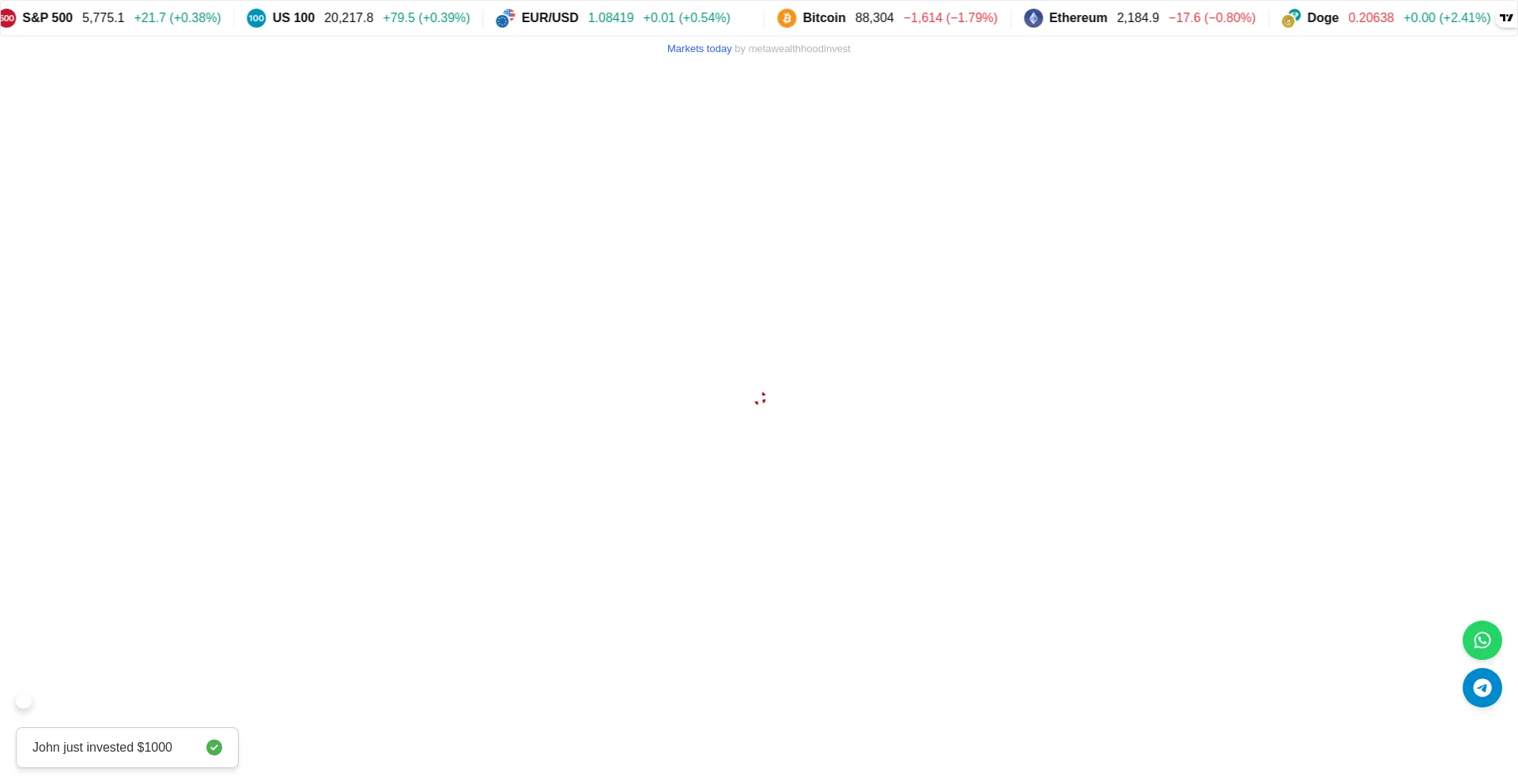 Website screenshot of Metawealthhoodinvest.com