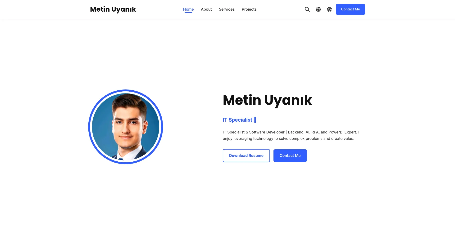 Website screenshot of Metinuyanik.com