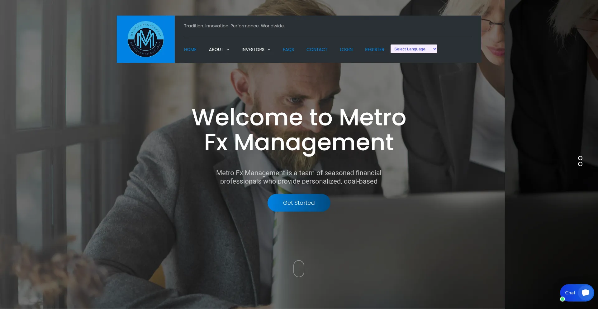 Website screenshot of Metrofxmanagement.com