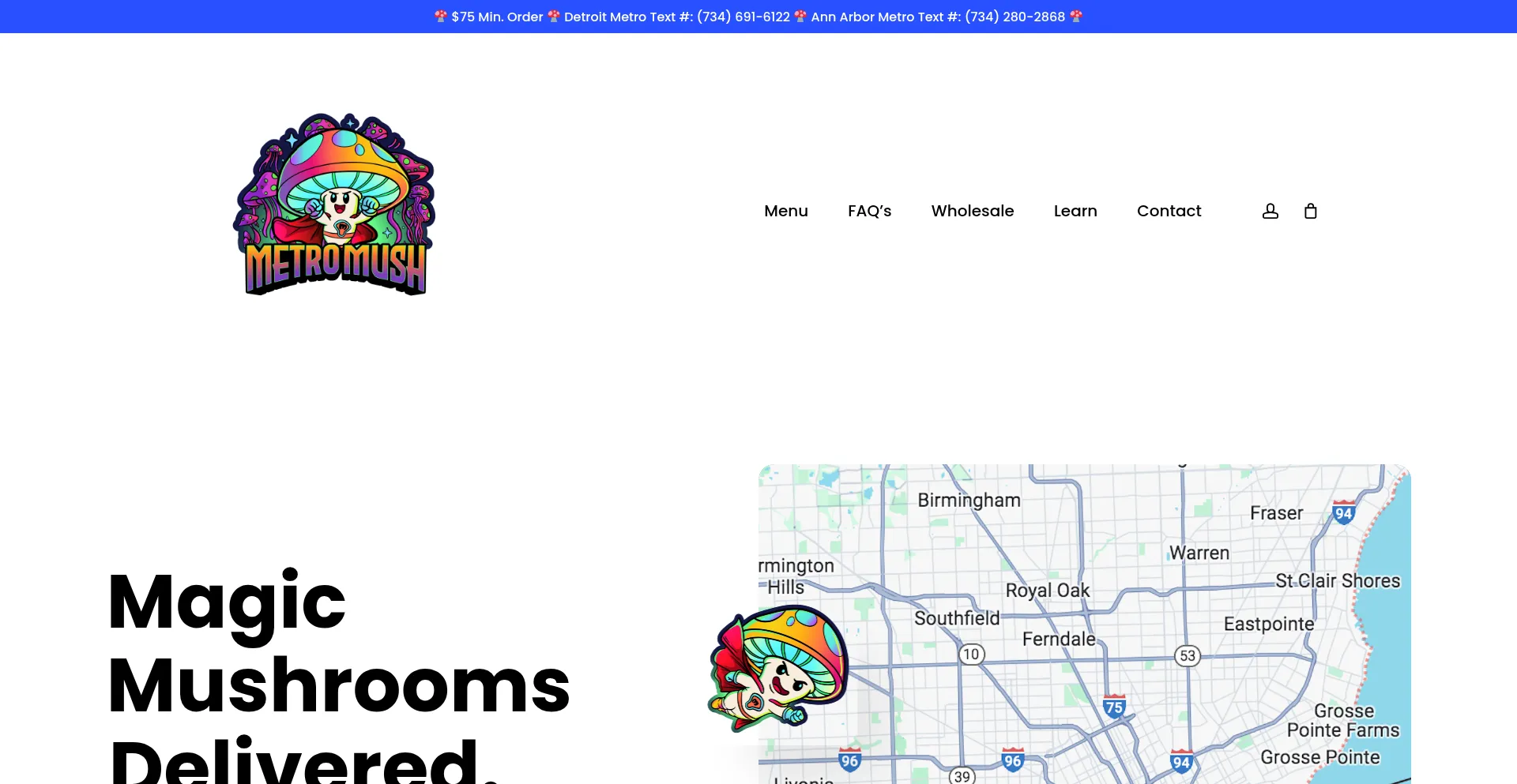 Website screenshot of Metromush.com