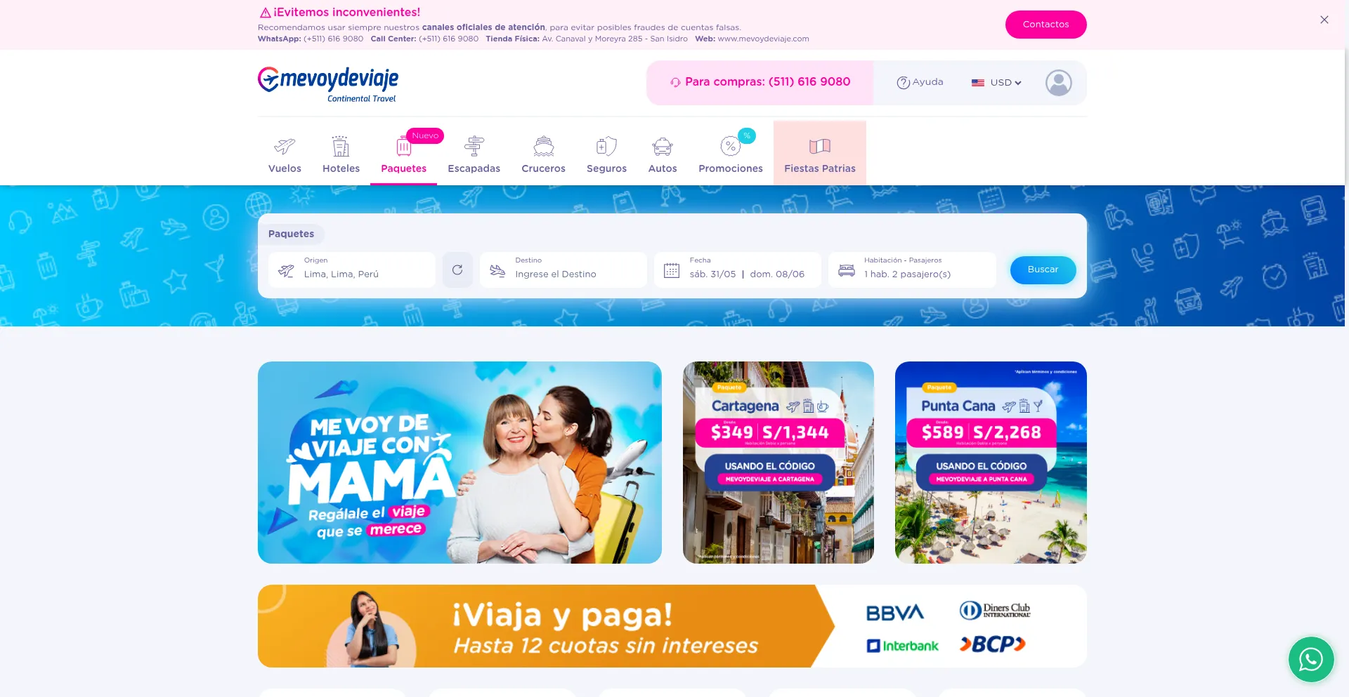 Website screenshot of Mevoydeviaje.com