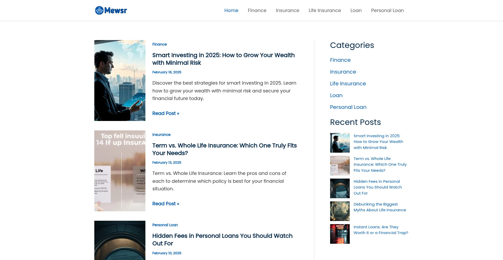 Website screenshot of Mewsr.com