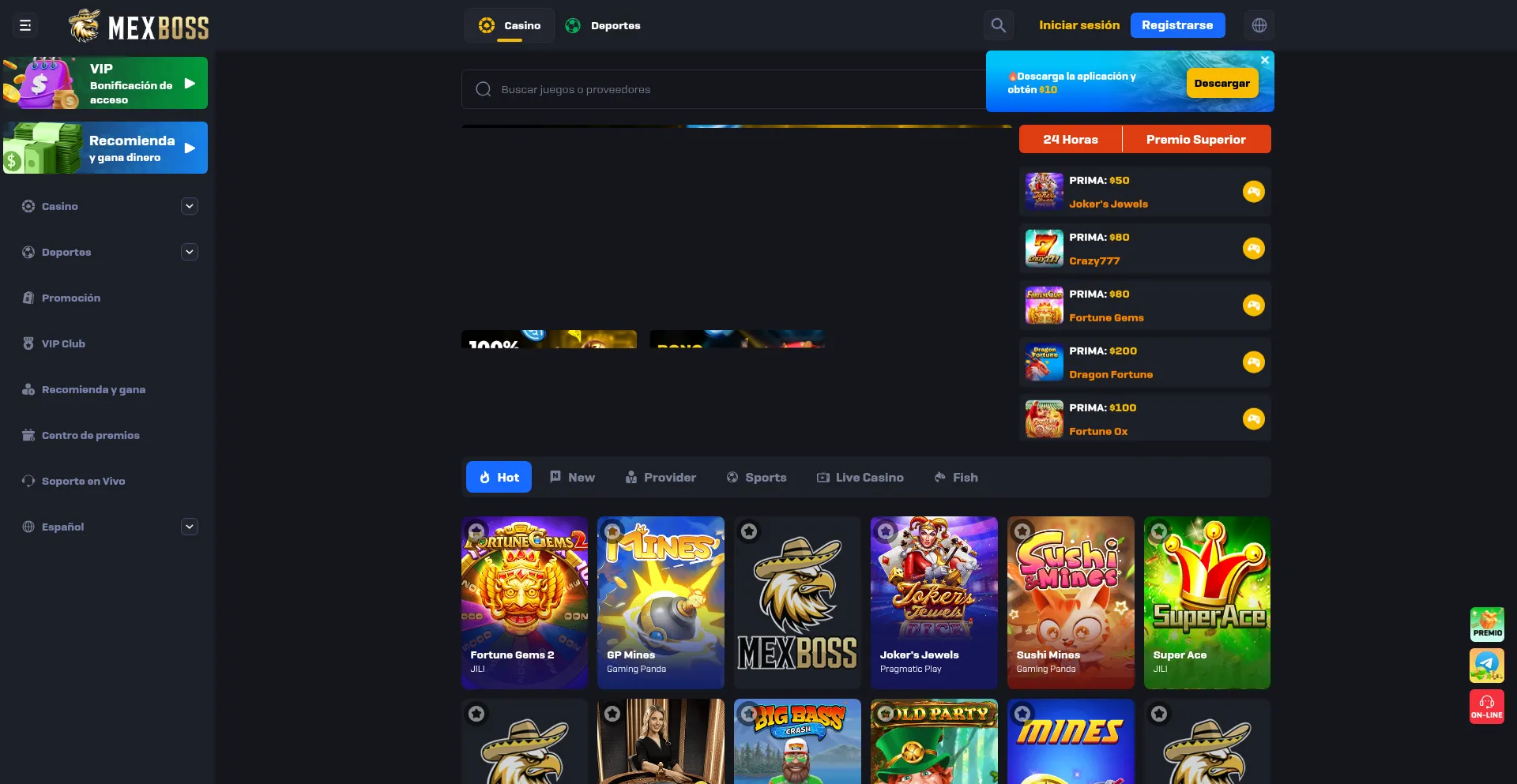 Website screenshot of Mexboss.com