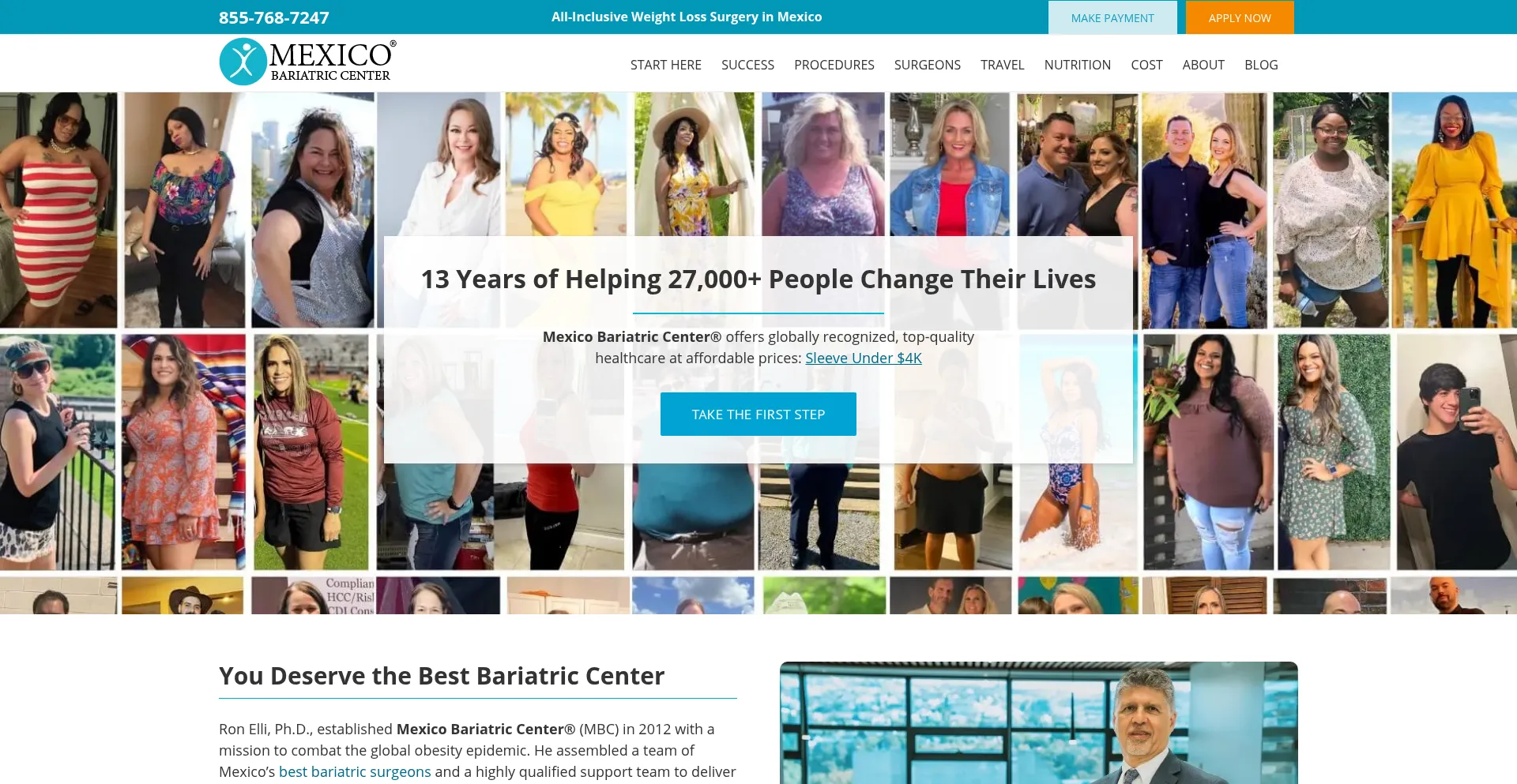 Website screenshot of Mexicobariatriccenter.com