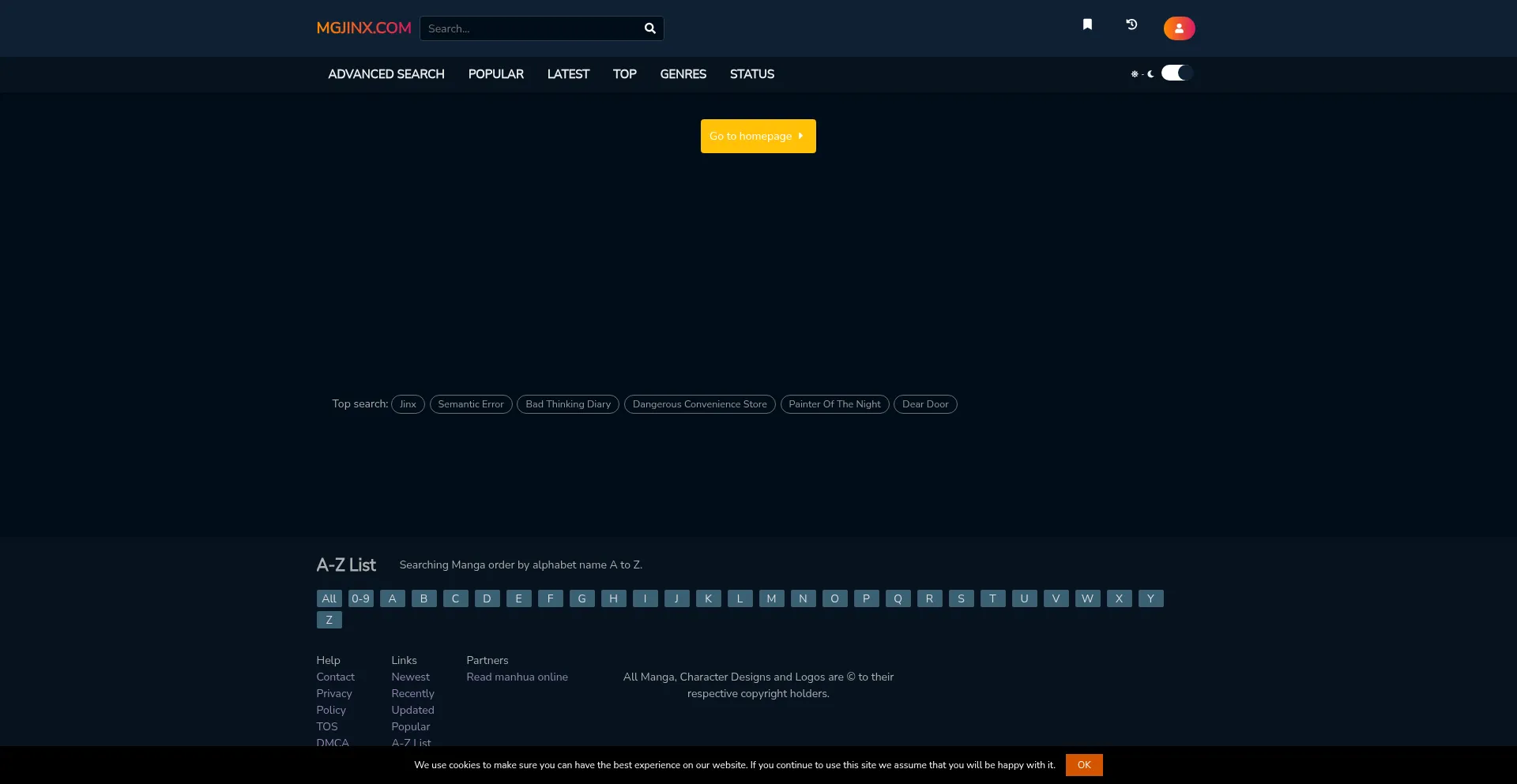Website screenshot of Mgjinx.com