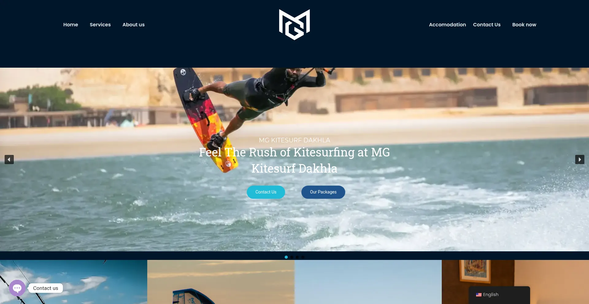 Website screenshot of Mgkitesurfdakhla.com