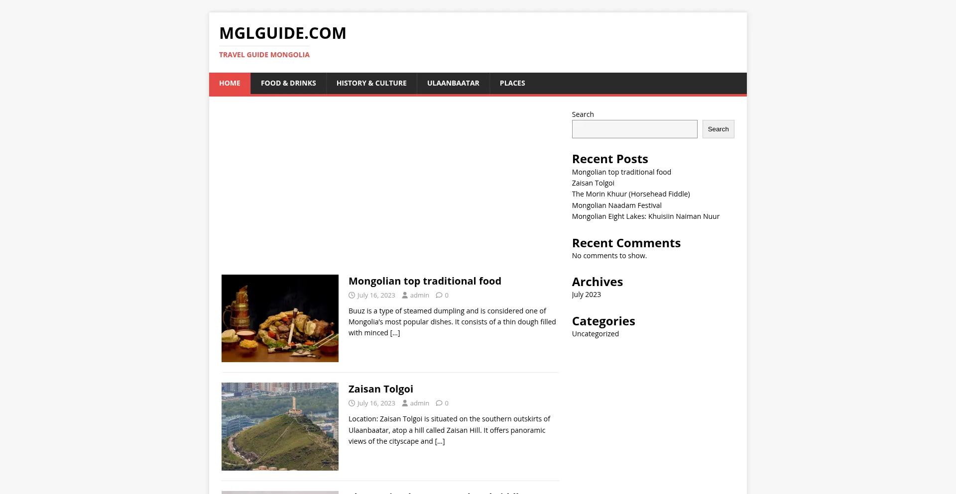 Website screenshot of Mglguide.com