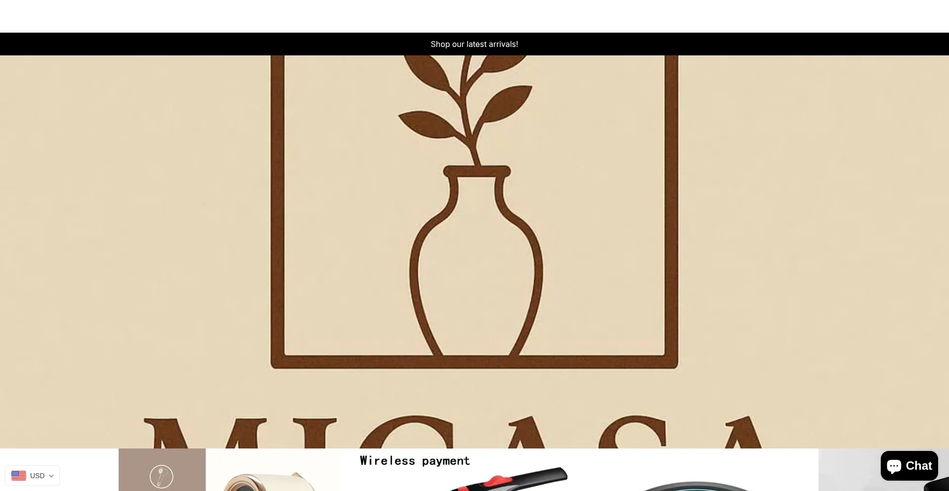 Website screenshot of Micasaboutiquehomeware.com