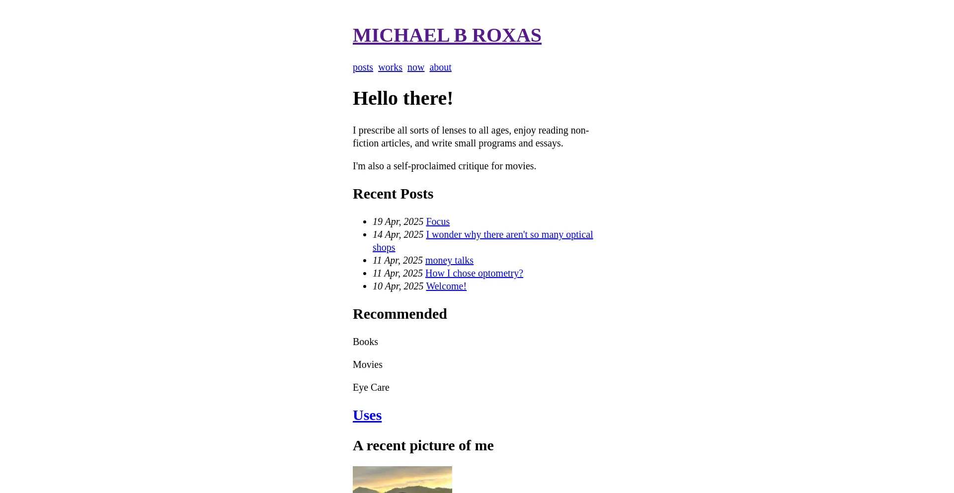 Website screenshot of Michaelroxas.com