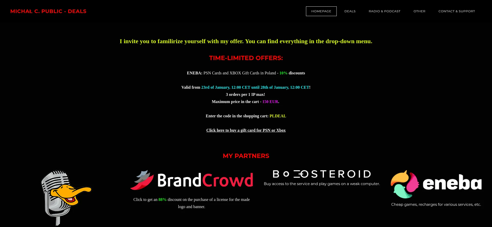 Website screenshot of Michalcdeals.pl