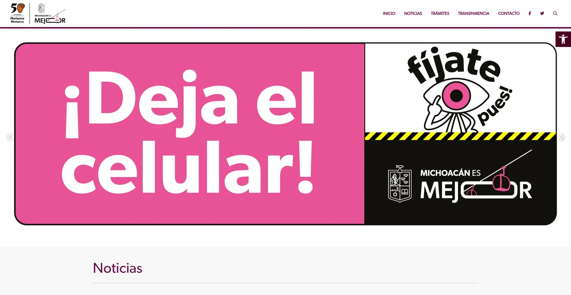 Website screenshot of Michoacan.gob.mx