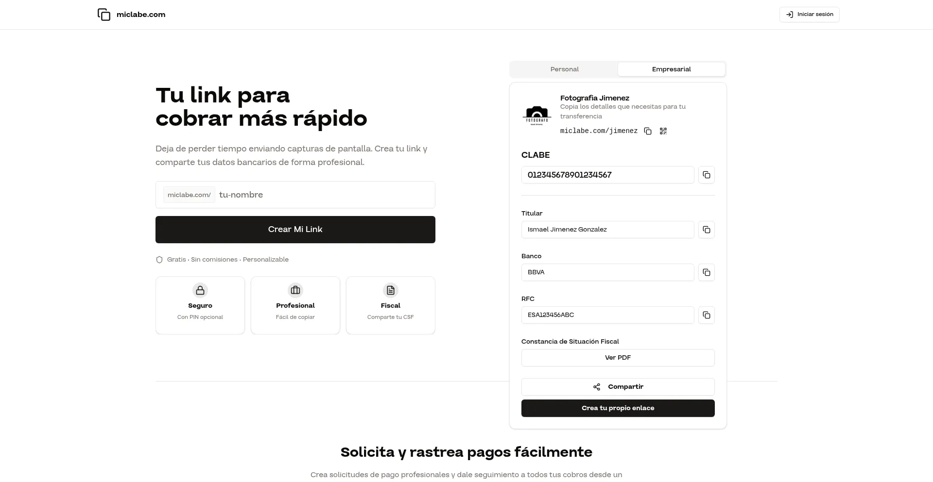 Website screenshot of Miclabe.com
