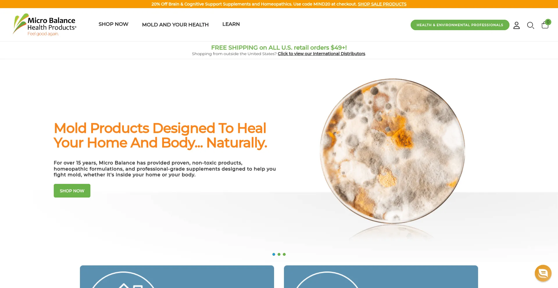 Website screenshot of Microbalancehealthproducts.com