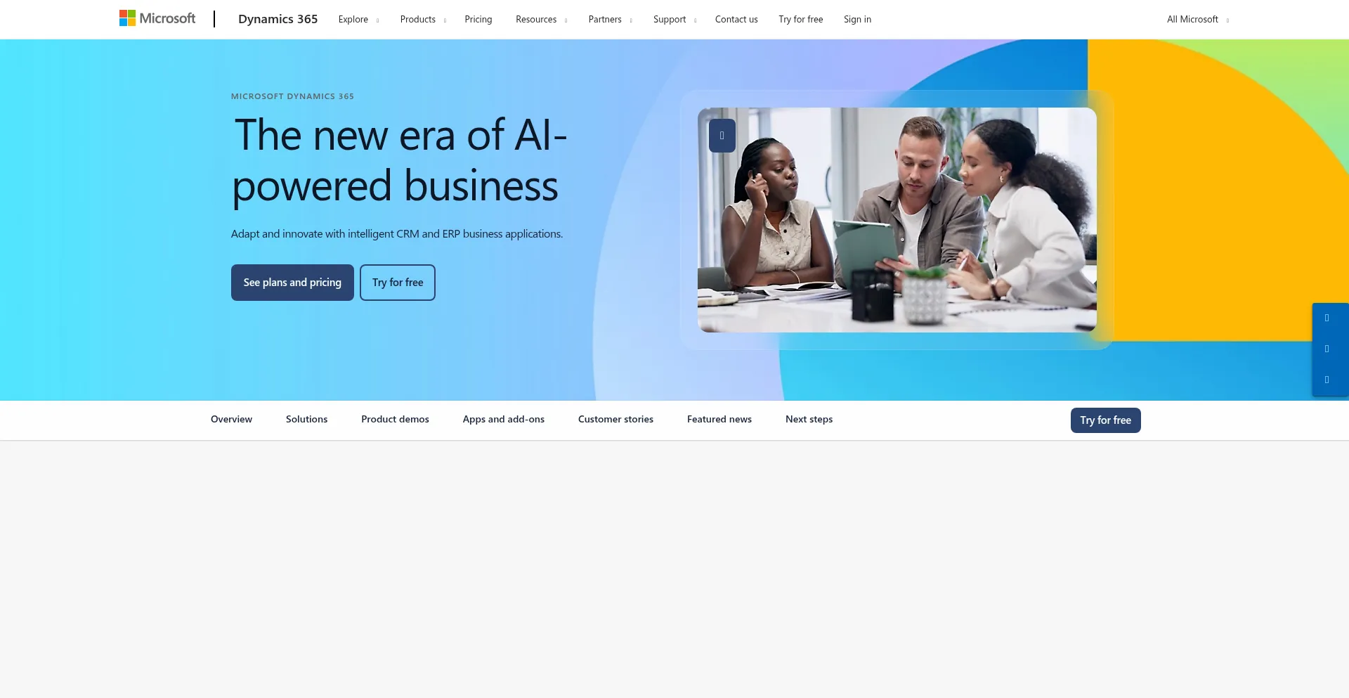 Website screenshot of Microsoftdynamics.us