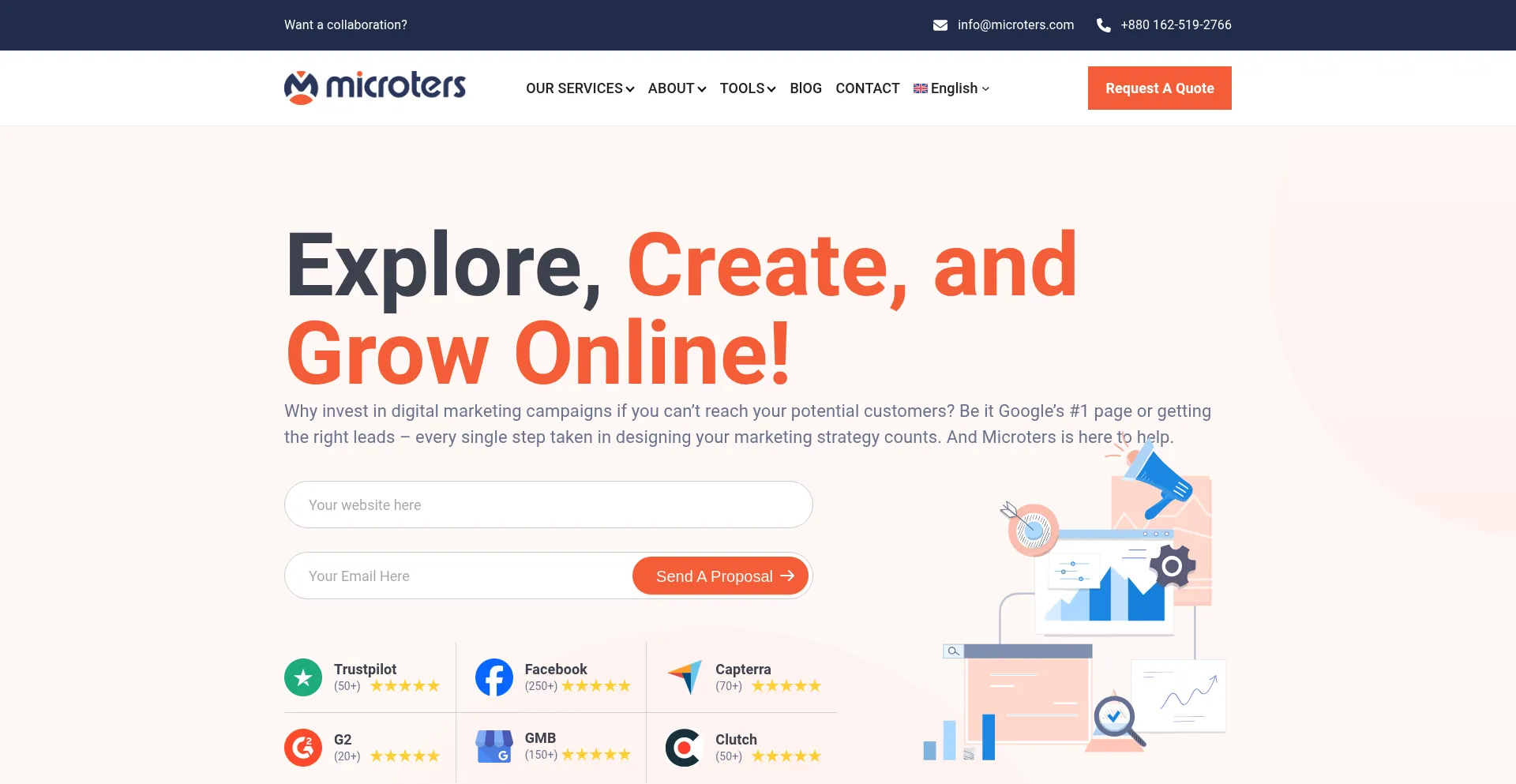 Website screenshot of Microters.com