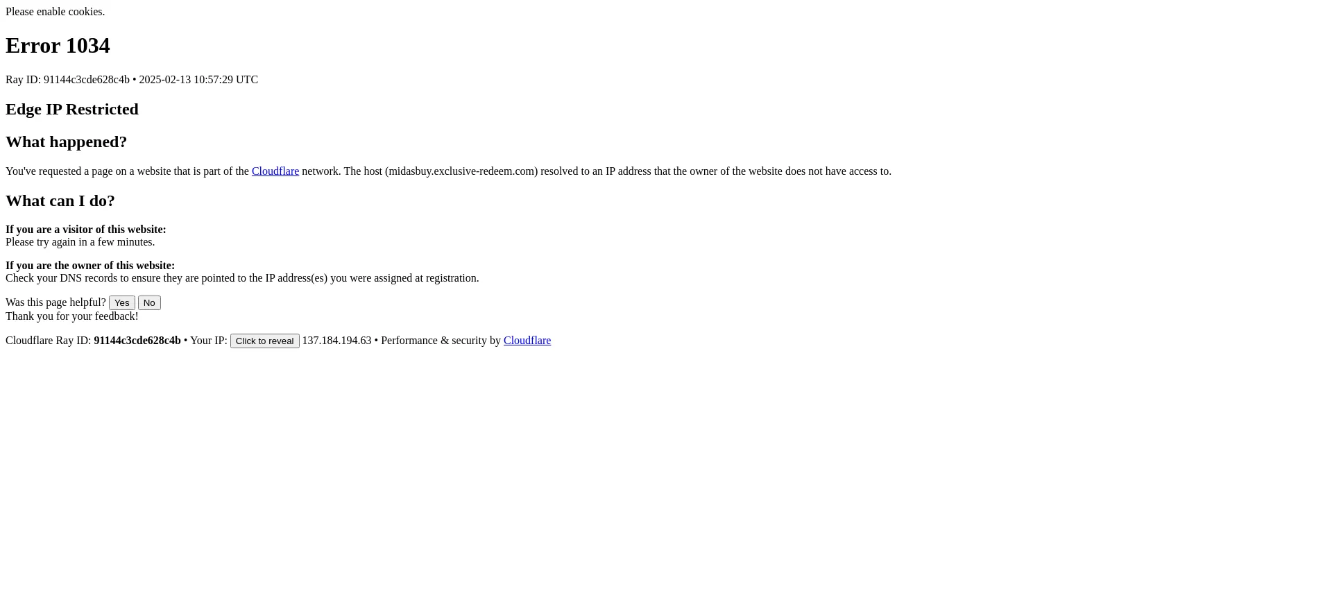 Website screenshot of Midasbuy.exclusive-redeem.com