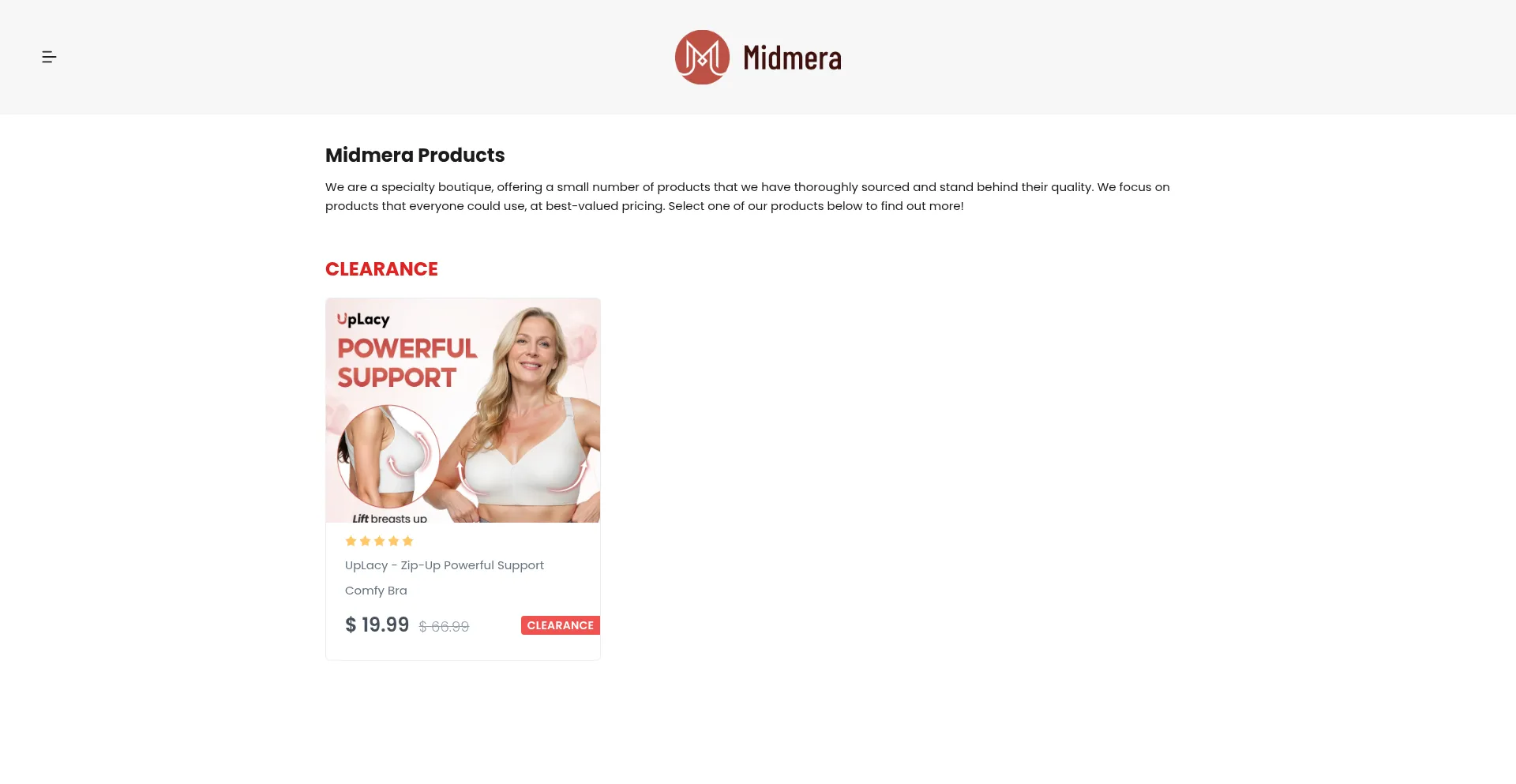 Website screenshot of Midmera.com