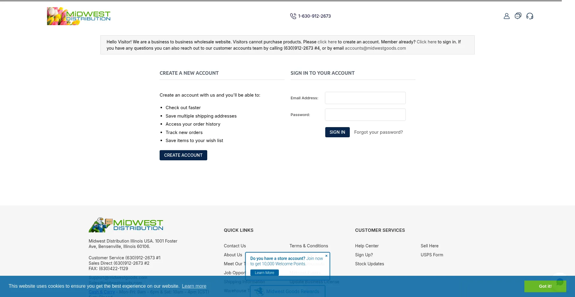 Website screenshot of Midwestgoods.com