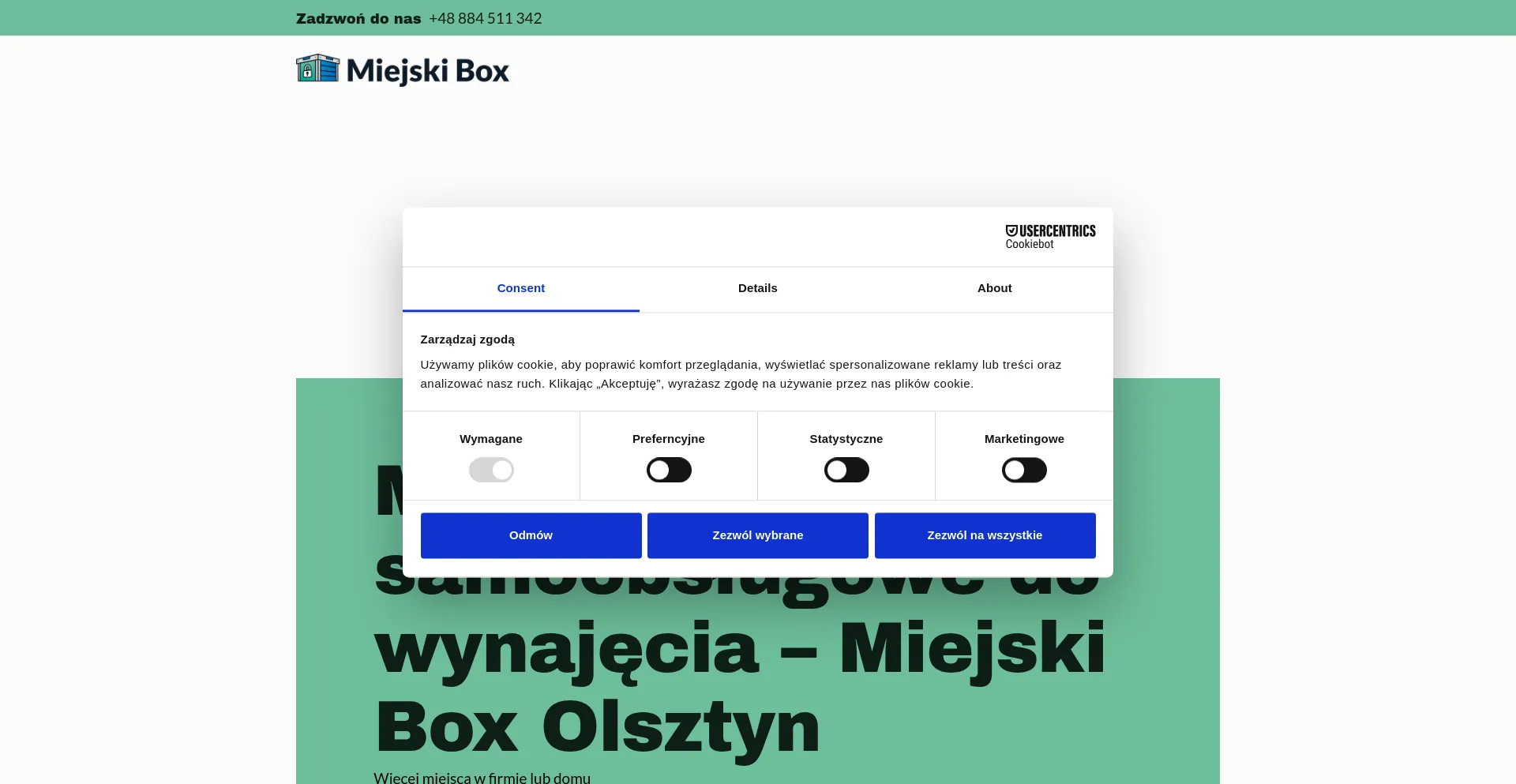 Website screenshot of Miejskibox.pl