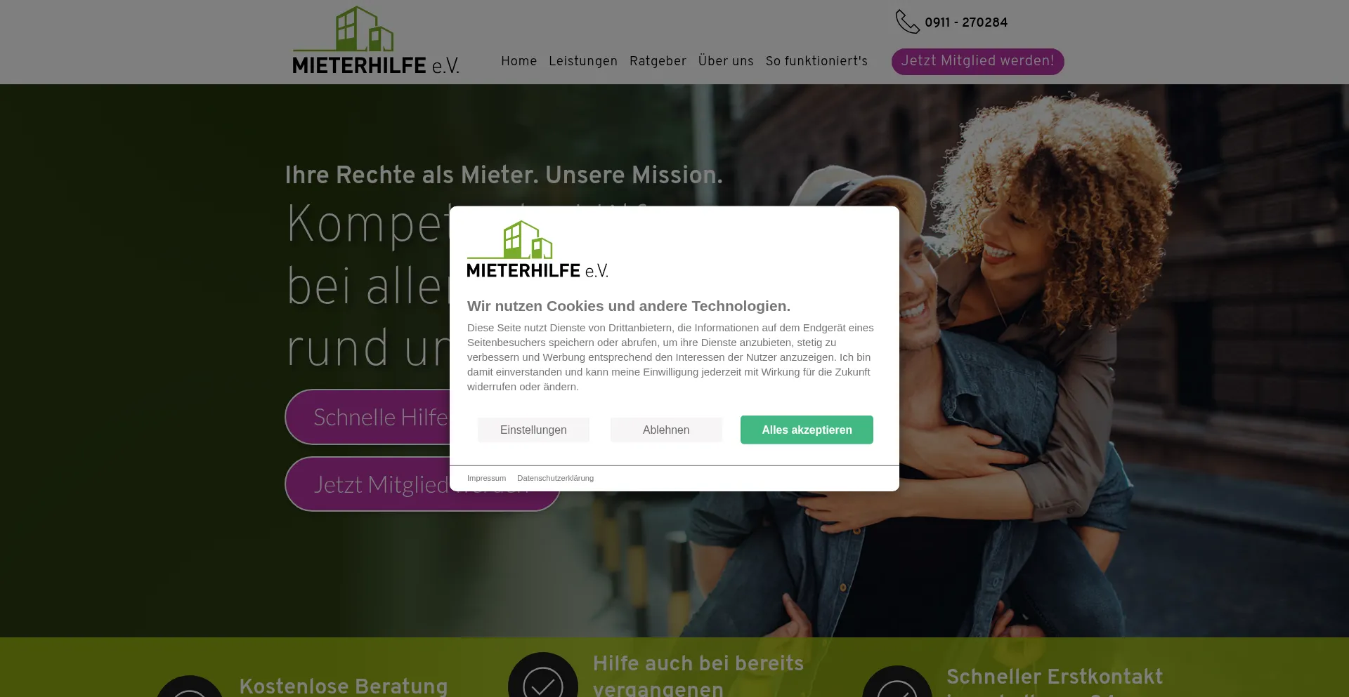 Mieterhilfeverein.de Screenshot